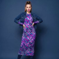 Baumwolljersey „Blätterspiel“ – Violett & Lila Singlejersey