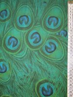 Baumwolljersey-Kleiderpanel „Pfauengarten“ in Petrolgrün & -Blau