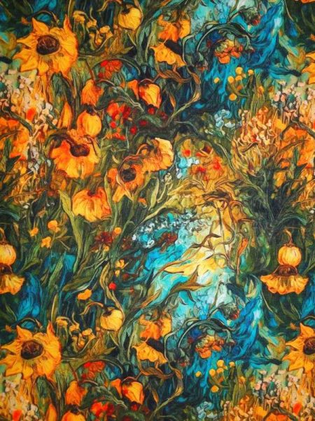 French Terry „Wild Sunflowers“ – Sonnenblumen Sweatstoff leicht