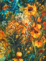 French Terry „Wild Sunflowers“ – Sonnenblumen Sweatstoff leicht