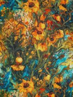 French Terry „Wild Sunflowers“ – Sonnenblumen Sweatstoff leicht
