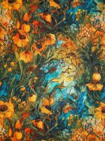French Terry „Wild Sunflowers“ – Sonnenblumen Sweatstoff leicht