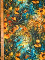 French Terry „Wild Sunflowers“ – Sonnenblumen Sweatstoff leicht