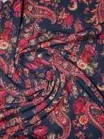 French Terry „Rosenpaisley"  auf Schwarz -Sweatstoff ungeraut