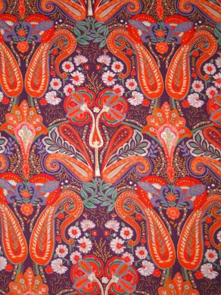 Baumwoll-Blusencord „Paisley Pop“ – Orange & Violett