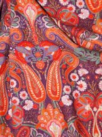 Baumwoll-Blusencord „Paisley Pop“ – Orange & Violett