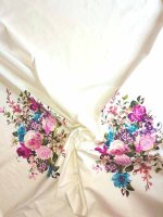 Baumwollstretch Satin -Blumen Bouquet- Designerstoff...