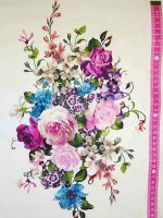 Baumwollstretch Satin -Blumen Bouquet- Designerstoff Stoffabschnitt 70cm x145cm