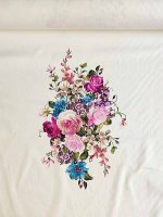 Baumwollstretch Satin -Blumen Bouquet- Designerstoff Stoffabschnitt 70cm x145cm