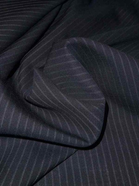 Pinstripes Navy Feinstreifen Schurwolle Anzug- und Kostümstoff dunkelblau