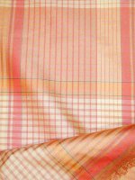 Seidentaft Peachy-Checks Shantung Karo Dupionseide Indien
