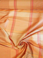 Seidentaft Peachy-Checks Shantung Karo Dupionseide Indien
