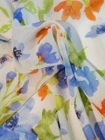 Seide Crepe Chiffon -Fiori Blu- Seidenchiffon...