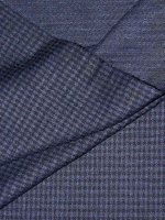 Pepita Karo Jersey Jacquard Blau Wolle-Baumwolle-Tencel...